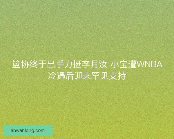 篮协终于出手力挺李月汝 小宝遭WNBA冷遇后迎来罕见支持