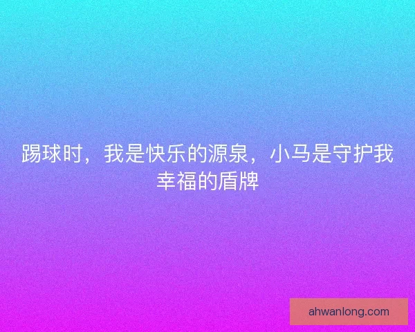 踢球时，我是快乐的源泉，小马是守护我幸福的盾牌