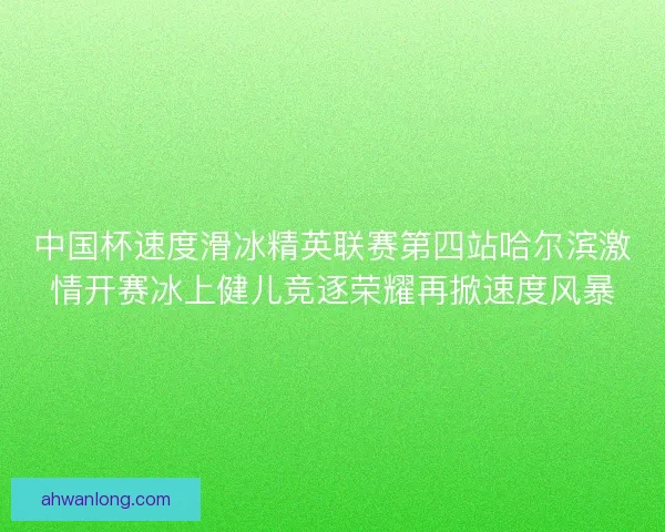 中国杯速度滑冰精英联赛第四站哈尔滨激情开赛冰上健儿竞逐荣耀再掀速度风暴